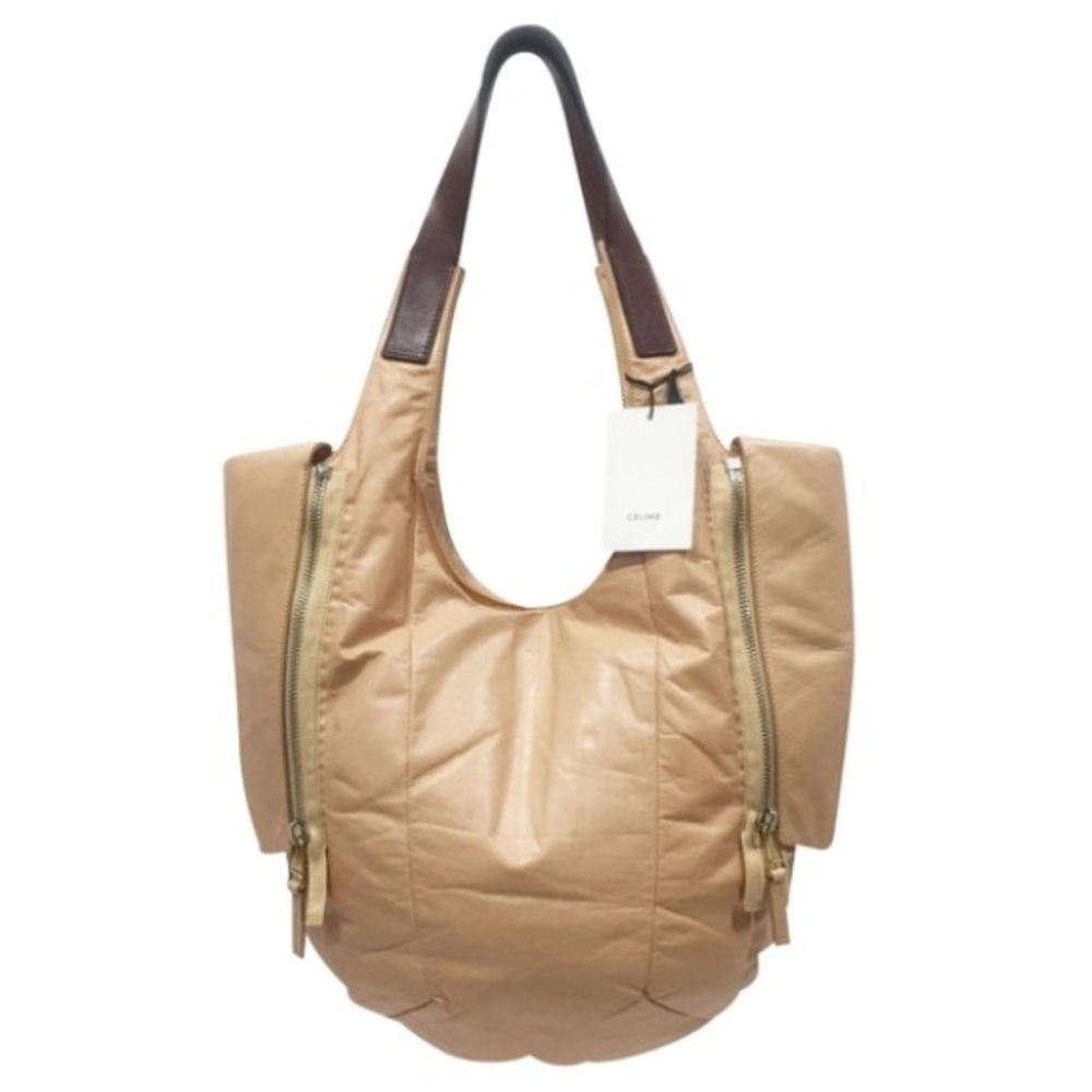 Celine Two-Tone Tan and Brown Leather Hobo Bag